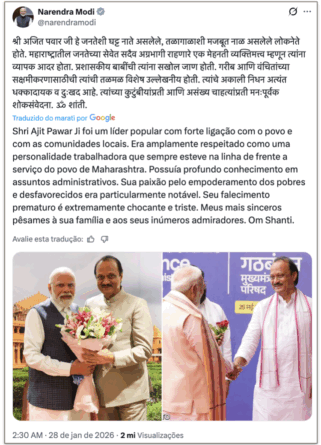 Avião cai na Índia e provoca a morte de cinco pessoas, entre elas o vice-ministro