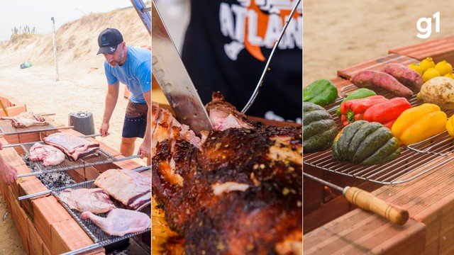 Churrasco originado de disputa familiar atrai 180 mil pessoas com 4,5 km de fogo e carne em praia do Rio Grande do Sul