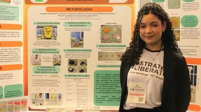 Jovem brasileira de 16 anos cria pele artificial que acelera regeneração celular e trata queimaduras graves