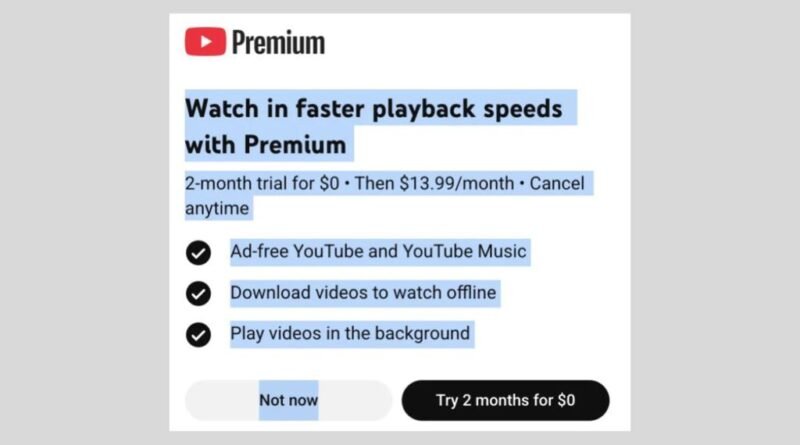 YouTube considera restrições na alteração de velocidade dos vídeos para usuários do plano Premium