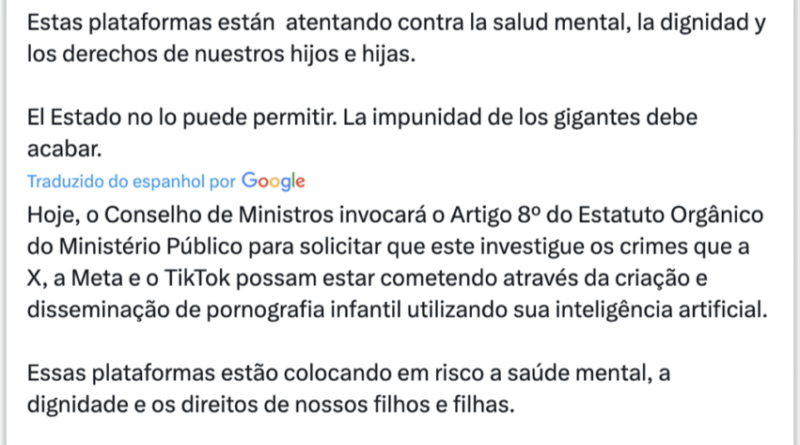 Espanha investiga X, Meta e TikTok por uso de conteúdo gerado por inteligência artificial