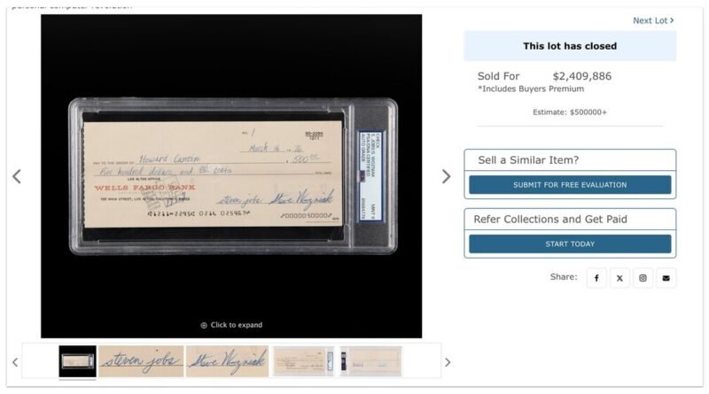 Há 50 anos, Steve Jobs e Wozniak assinam cheque de US$ 500 para criar primeiro computador que hoje vale mais que uma mansão