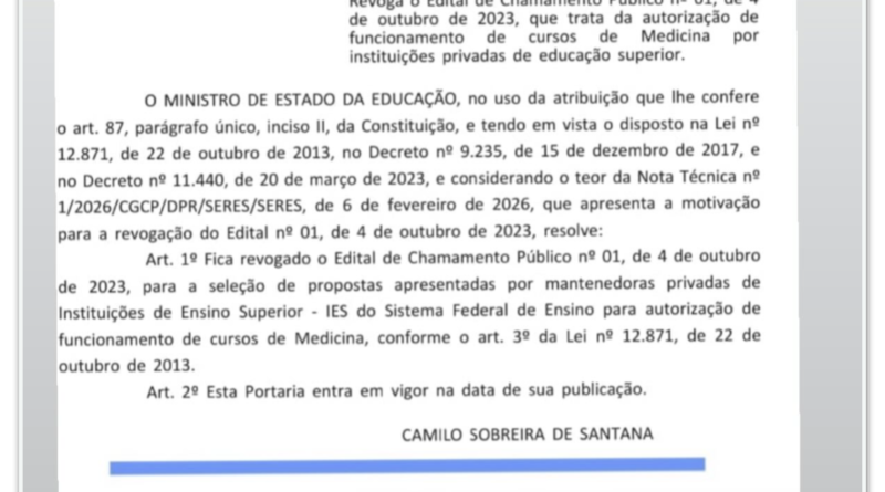 Ministério da Educação anula edital do programa Mais Médicos que oferecia 5.900 vagas