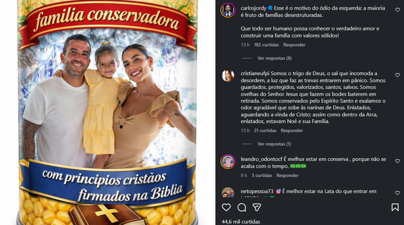 Oposição critica desfile com tendência da família em lata de conserva