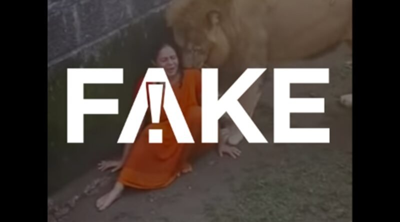 Vídeo de leão cheirando mulher em jaula na Índia é manipulação com inteligência artificial