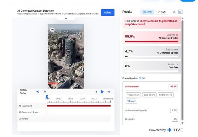 Desmascarando o #FAKE: Vídeo de torres destruídas em Tel Aviv é criação de inteligência artificial e já bombou em 2025