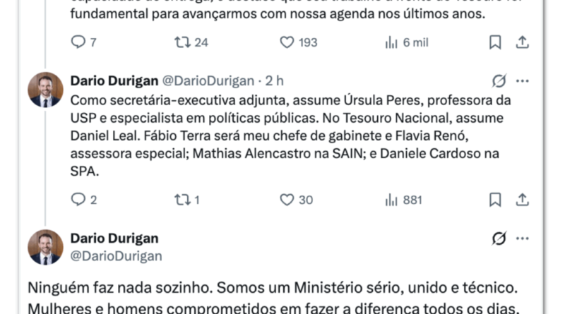 Durigan nomeia Rogério Ceron para a Secretaria Executiva da Fazenda