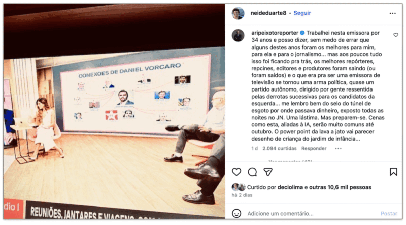 GloboNews admite erro em diagrama sobre conexões de Voracaro