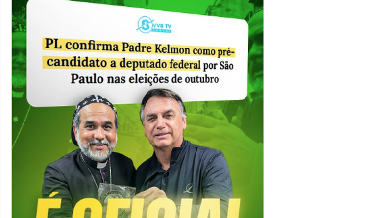 Padre Kelmon formaliza pré-candidatura a deputado pelo PL em São Paulo