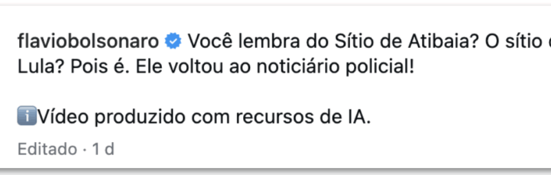 Sítio de Atibaia é destaque em noticiário policial, afirma Flávio Bolsonaro
