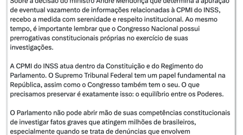 Viana refuta acusações de vazamento de dados sigilosos relacionados ao STF