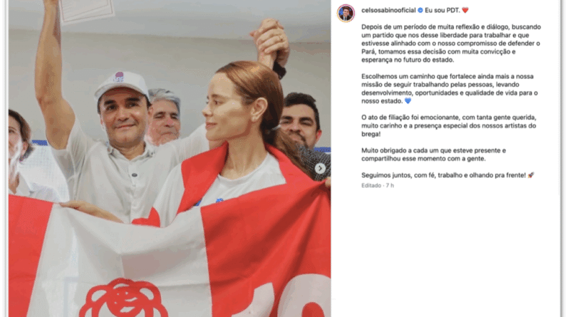 Celso Sabino se junta ao PDT e anuncia pré-candidatura ao Senado