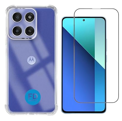 Kit Capa Capinha Anti-Impacto Premium Transparente + Película de Cerâmica 9D para Motorola Moto G15