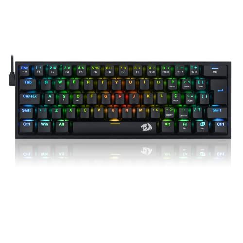 TECLADO MECÂNICO GAMER REDRAGON FIZZ RGB PRETO SWITCH MARROM K617-RGB-B