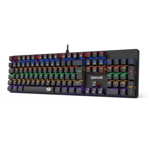 TECLADO MECÂNICO GAMER REDRAGON VALHEIM ILUMINAÇÃO RAINBOW PRETO SWITCH BROWN K608-R
