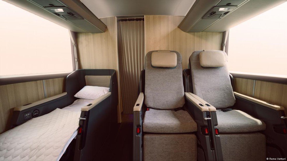 Interior de ônibus-leito da Twiliner