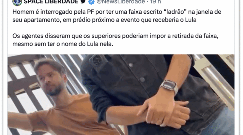Faixa "ladrão" em referência a Lula se torna meme nas redes sociais