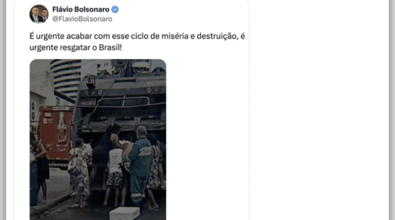 Flávio critica Lula ao citar situação de fome durante governo Bolsonaro