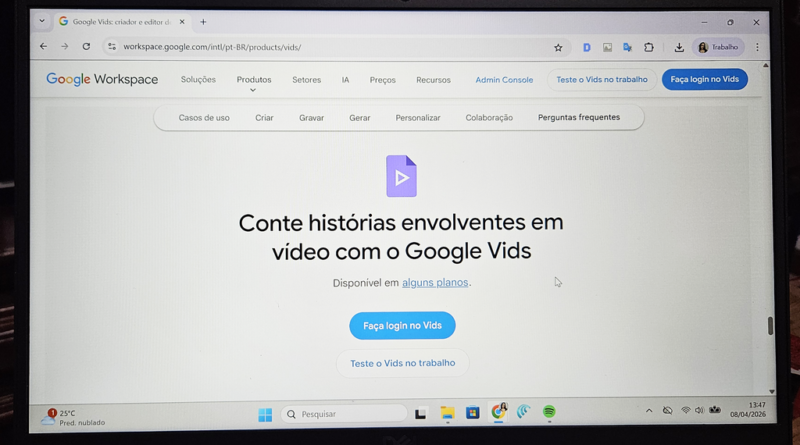 Google Vids permite criação de vídeos profissionais com IA de forma gratuita