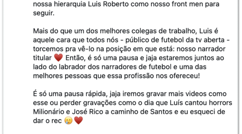 Luis Roberto desiste da Copa após diagnóstico de neoplasia