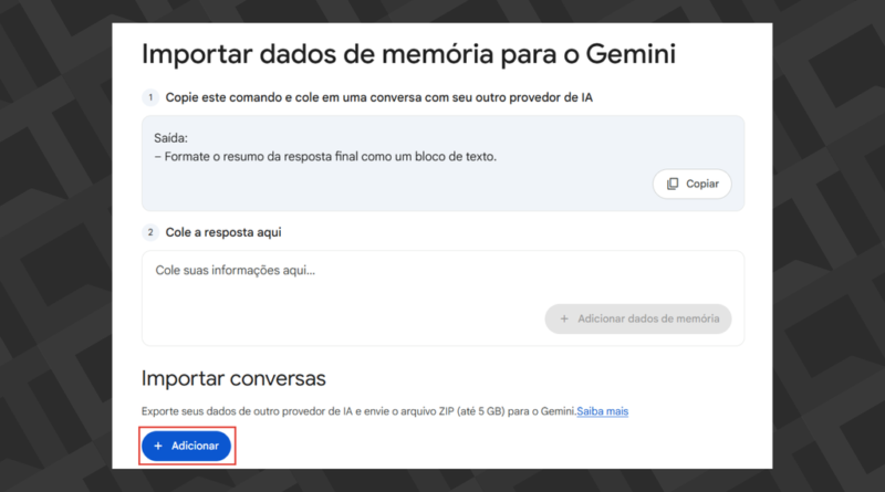 Migração do ChatGPT ou Claude para o Gemini preserva memória e histórico