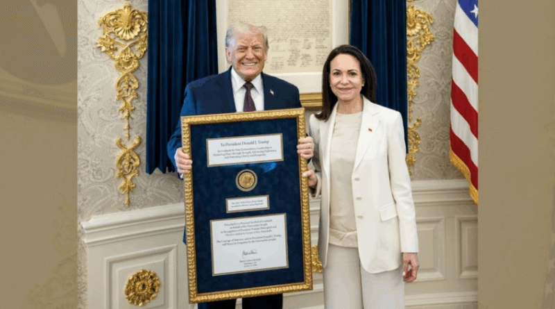 Trump afirma que Corina lhe entregou o Nobel por se considerar indigna do prêmio