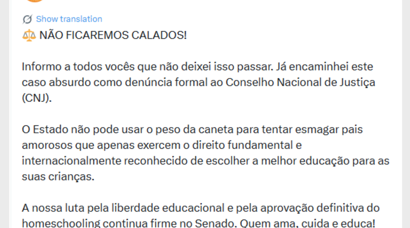 Damares solicita intervenção do CNJ após pais serem condenados por ensino domiciliar