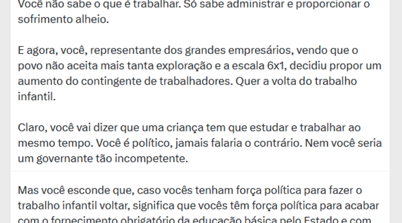 Erika critica plano sobre trabalho infantil e Zema responde com contundência