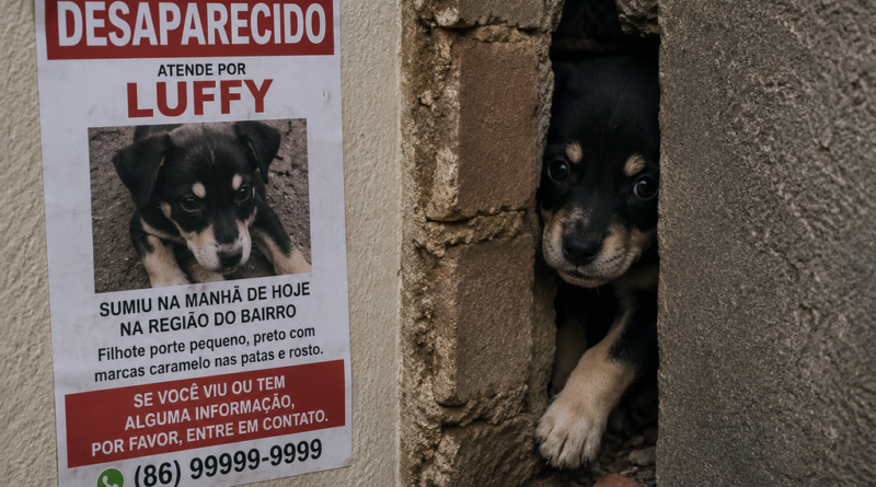 Filhote de cachorro desaparecido é encontrado em local inesperado após busca intensa no bairro