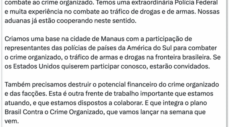 Governo Lula destina R$ 11 bilhões para plano de combate ao crime organizado