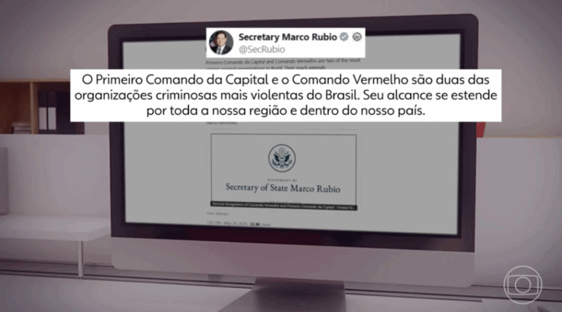 JN dedica 12 minutos à classificação de PCC e CV como organizações terroristas