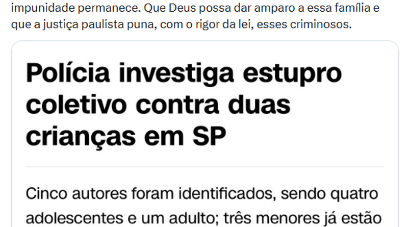 Nikolas pede redução da maioridade penal após caso de estupro em São Paulo