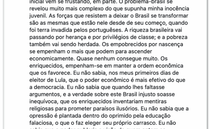 Pedro Cardoso reafirma apoio a Lula apesar de desilusão