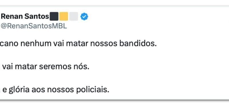 Renan Santos afirma que americanos não irão eliminar bandidos no Brasil