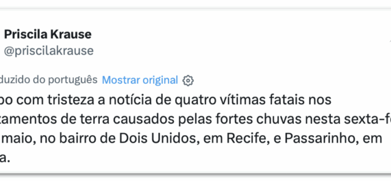 Tempestades em Pernambuco causam quatro mortes e mais de mil desabrigados