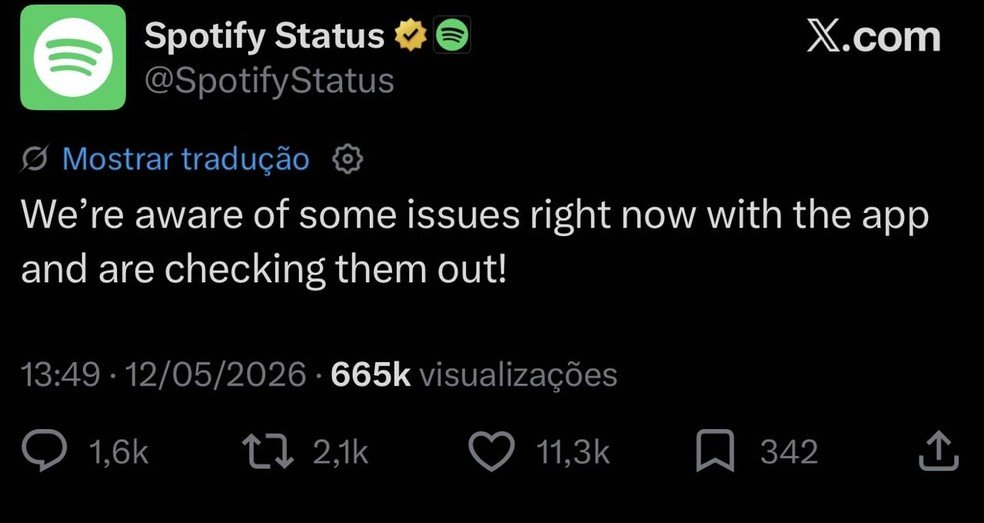 Spotify reconhece erro na plataforma