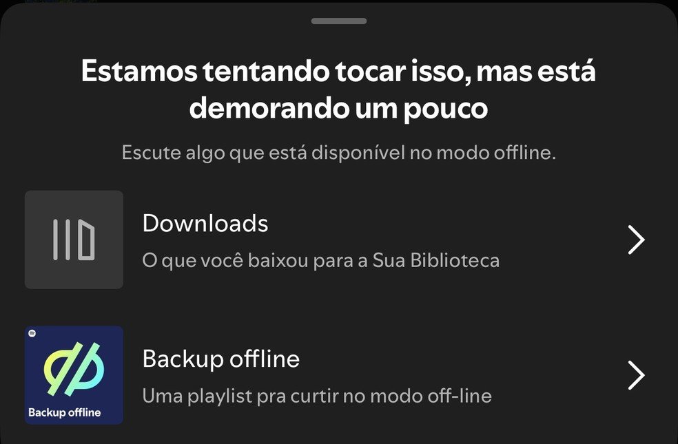 Mensagem de erro do Spotify
