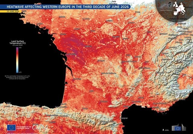Calor Insuportável: Satélite Revela Temperaturas Extremas Acima de 50ºC na França e Espanha
