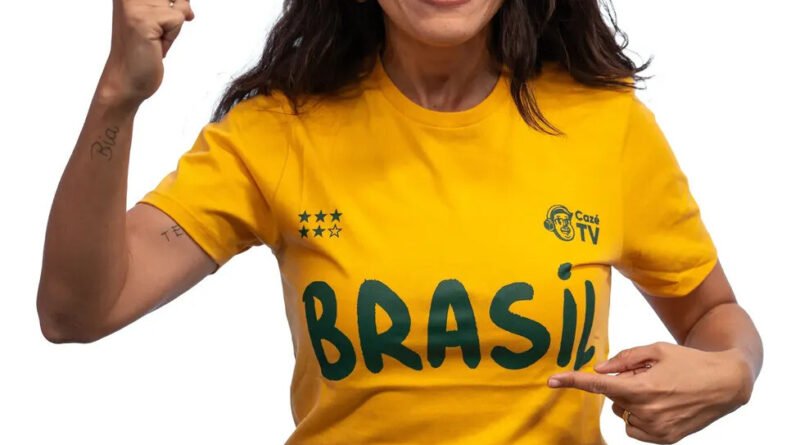 Camisa da Seleção Brasileira da CazéTV tem preço reduzido em promoção no Mercado Livre