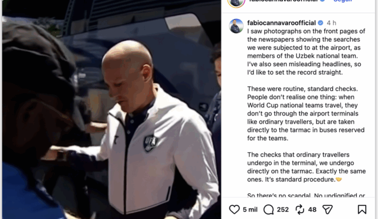 Cannavaro desmente rumores sobre exageros em revista da seleção do Uzbequistão nos EUA
