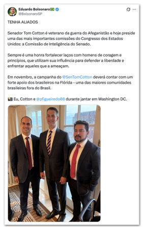 Eduardo Bolsonaro se reúne com senadores americanos