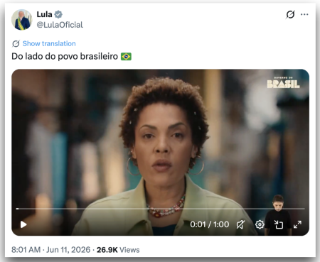 Lula divulga comercial no horário nobre destacando ações em ano eleitoral