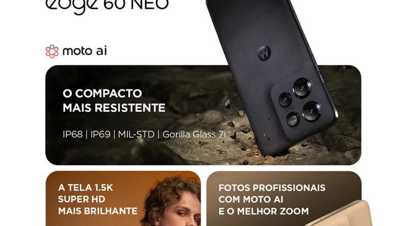 Preço do Motorola Edge 60 Neo 5G cai drasticamente em promoção relâmpago no Mercado Livre