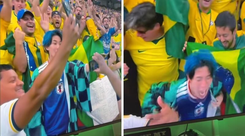 Torcedor japonês que se tornou viral após encenação de 'ataque de raiva' por derrota para o Brasil