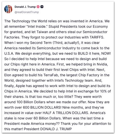 Trump anuncia que Apple e Intel produzirão chips nos Estados Unidos