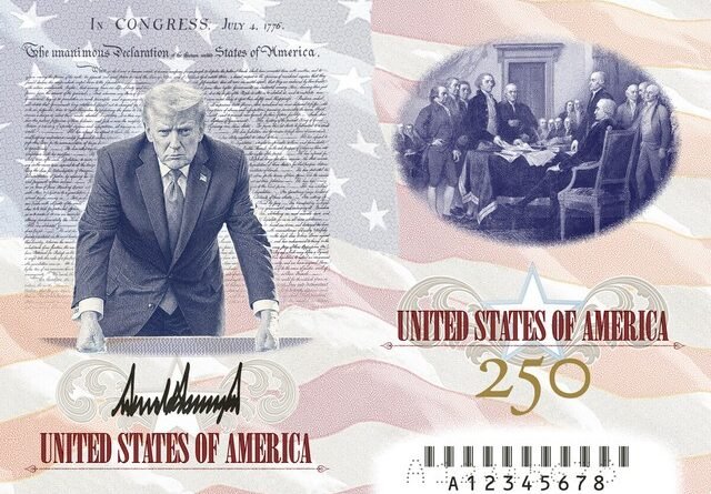 Trump revela passaporte comemorativo dos EUA estampado com seu rosto
