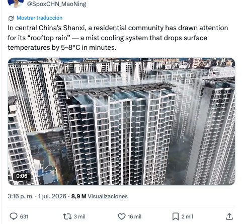 China utiliza tecnologia de "chuva" para resfriar edifícios em vez de ar condicionado