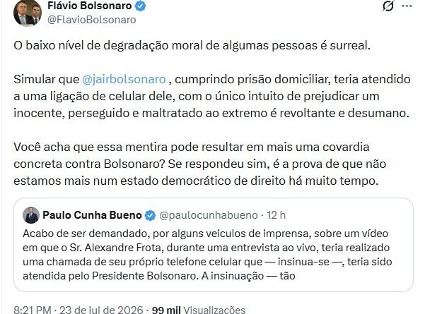 Defesa refuta alegação de que Bolsonaro atendeu ligação de Alexandre Frota