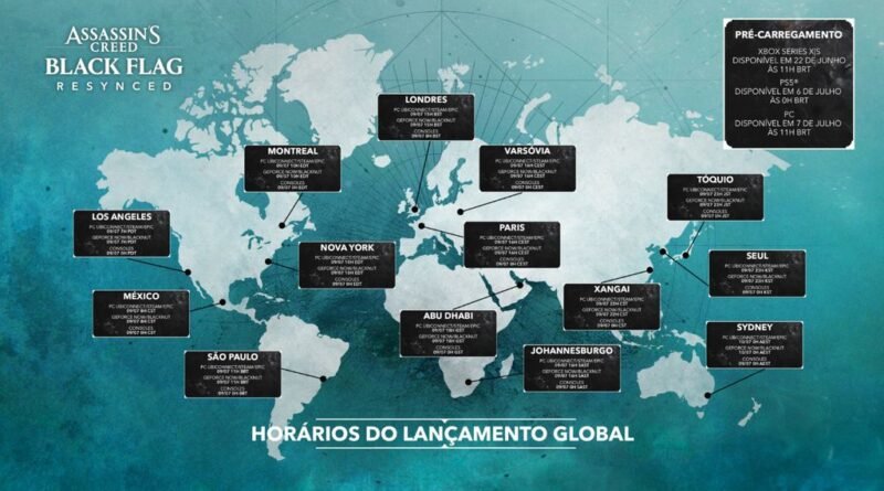 Disponibilidade de Assassin's Creed Black Flag Resynced no Brasil e o horário de lançamento
