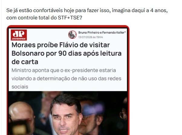 Eduardo afirma que derrota de Flávio pode inviabilizar eleições em 2030